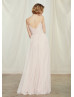 Spaghetti Straps Blush Pink Tulle Bridesmaid Dress